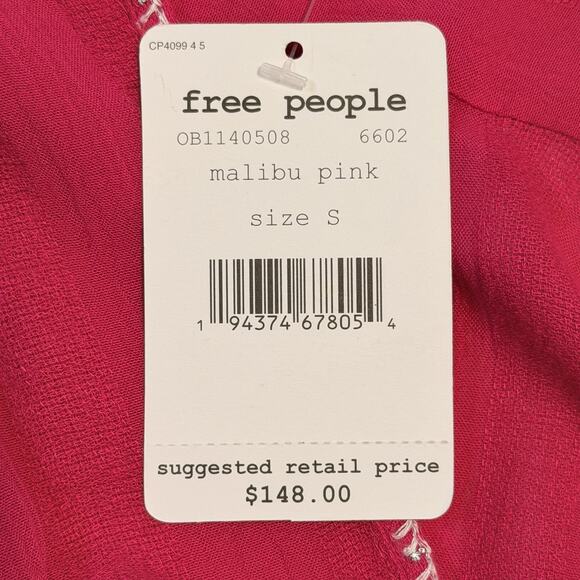 Free People Dress Womens Small Malibu Pink Wrap Boho Embroidered Mini OB1140508 - Picture 9 of 12